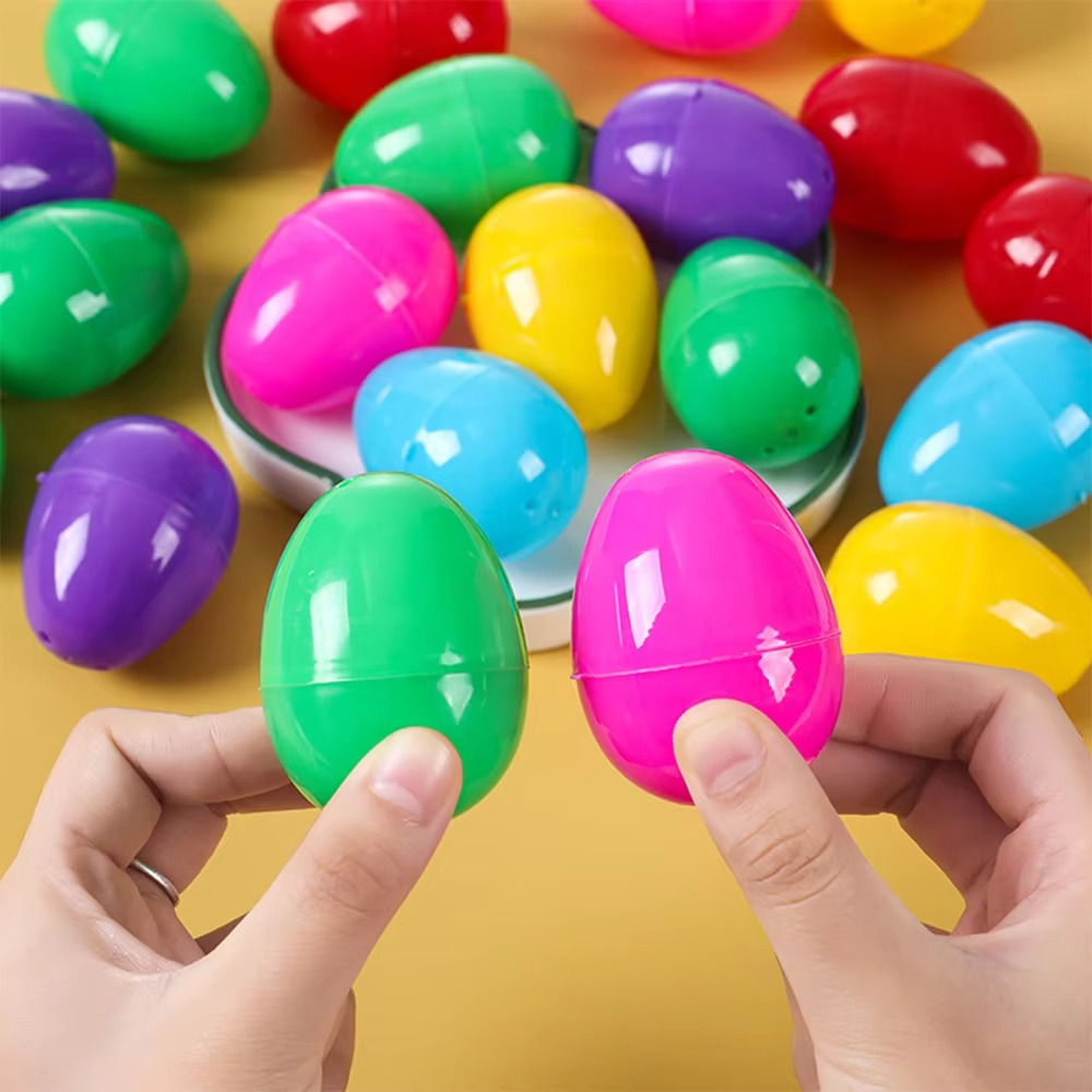 12 Pack (24pcs) Plastic Easter Eggs, 2.3x1.5 Inch Fillable Empty Shells in Pastel Assorted Colors - Secure Snap Closure Toys for Spring egg hunt, Basket Stuffers & Party Favors