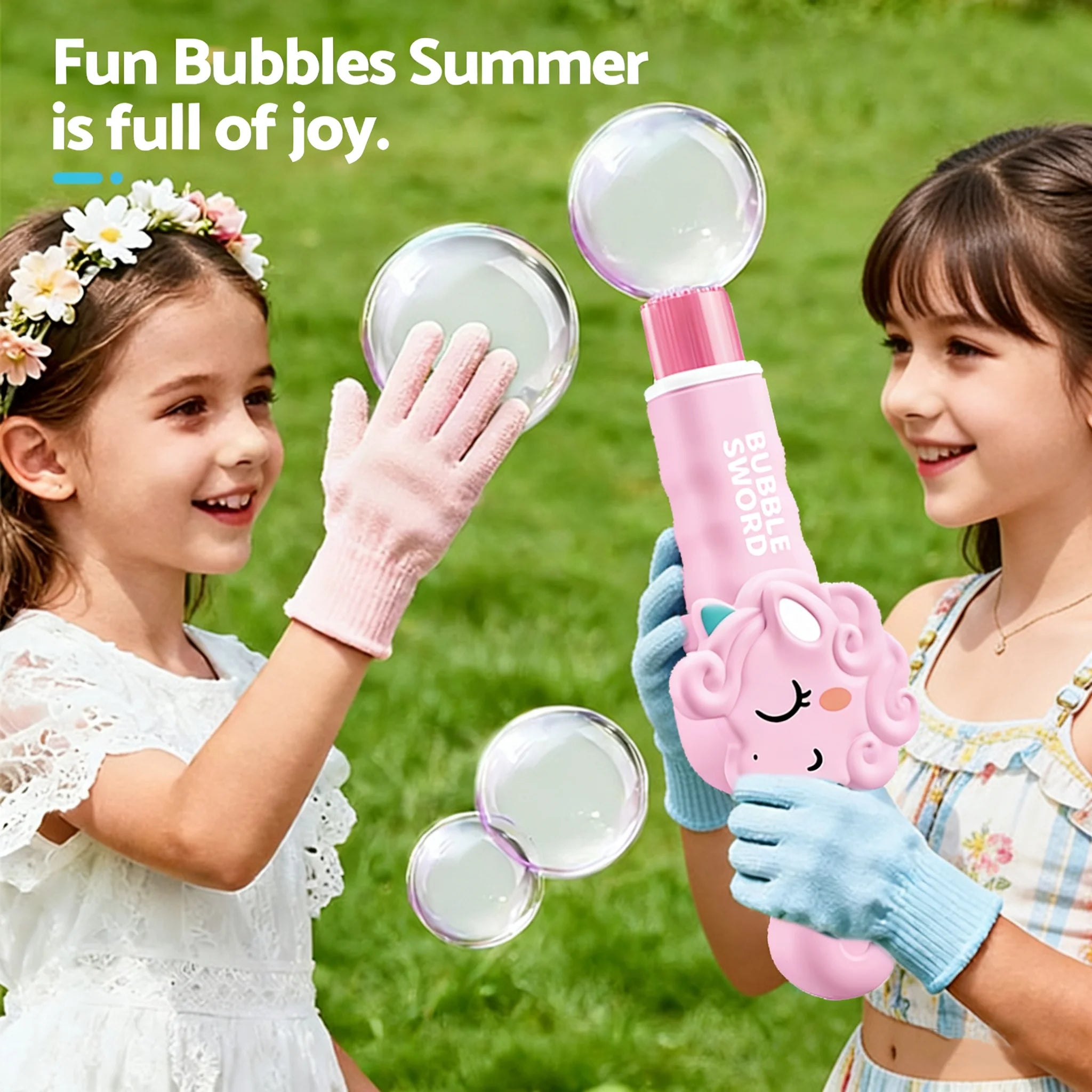 Smoke Bubble Machine for Kids, Magic Smoke Bubble Wand with Gloves, Elastic Bubble Fog Wand, Colorful Bubble Machine with Smoke
