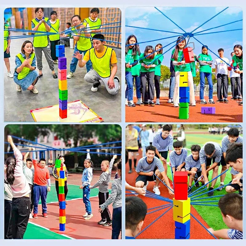 Teamwork Blocks Set,  Team Building Games for Adults, Durable ABS Activity Kits for Corporate Work, Giant Tower Stack Game Office & Outdoor