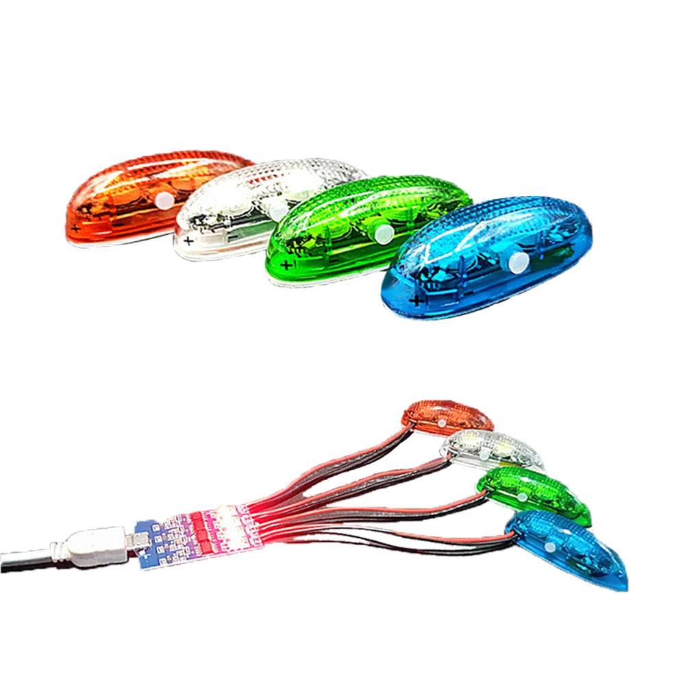 LED Light Kit for RC Plane Jet Airplane Aircraft Fix Wing Quadcopter, Rechargeable Red Green White LED Flashing Lights, Super Bright Little Light for Safe Dusk Flight