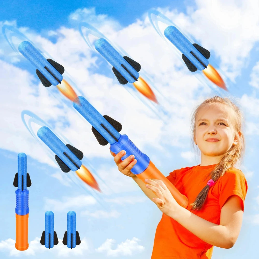 1PC Rocket Launcher for Kids, 12 Foam Rockets and Launcher Pad, Launch up to 100+ft, Kids Outdoor Toys, Birthday Gift Toys for Kids Boys Girls Age 3 4 5 6 + Years Old