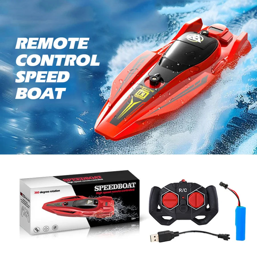 Remote Control Boat for Kids and Adults, 25 KPH Fast RC Speed Boats with 700mAh Battery, Ideal Waterproof Toy Boats for Lakes & Pools