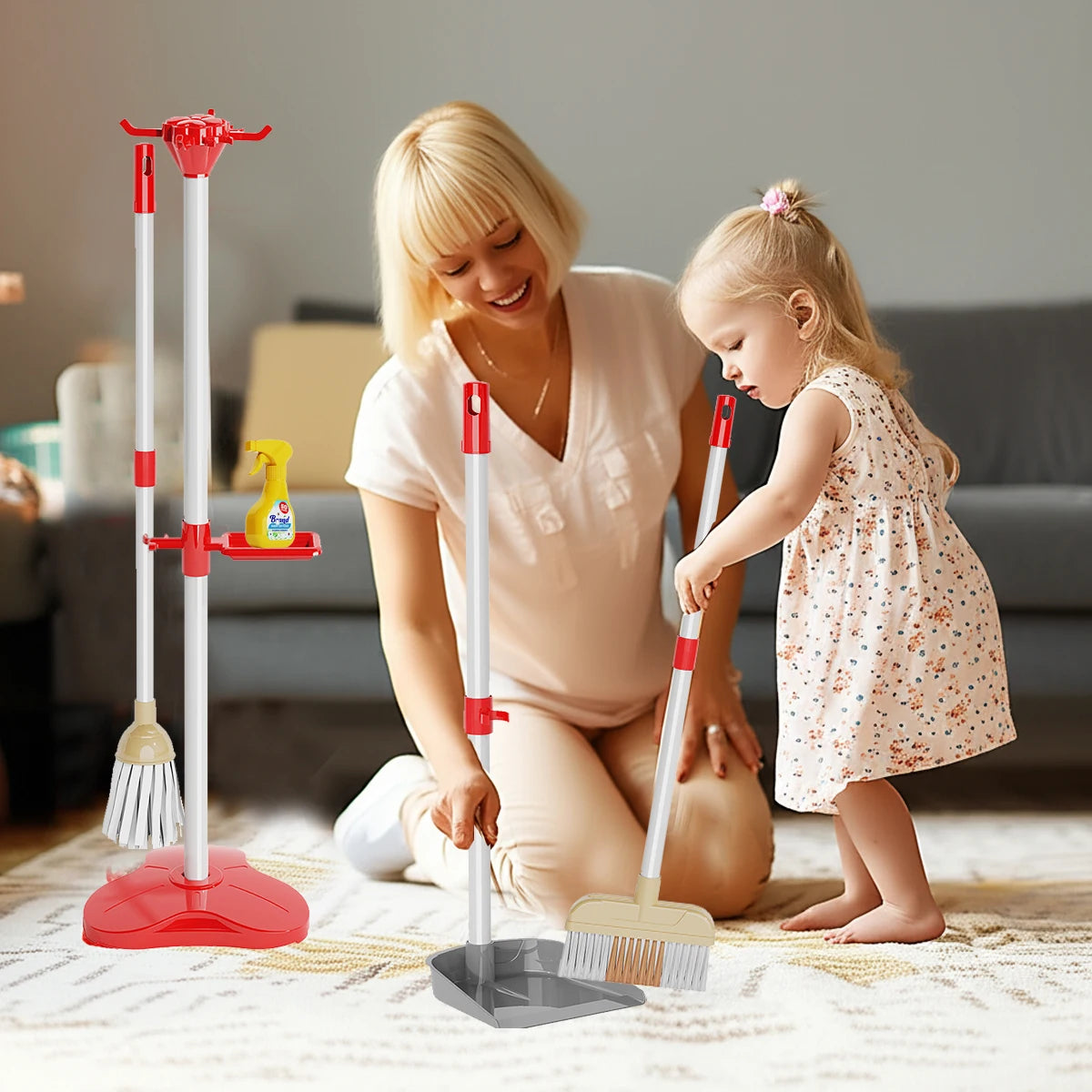 Kids Cleaning Set, Make Chores Fun! Real Working Toddler Cleaning Toy with Mini Spray Mop & Broom Dustpan Set, Pretend Play Montessori Housekeeping Toys, Ideal Gift for Girls Boys Age 3+