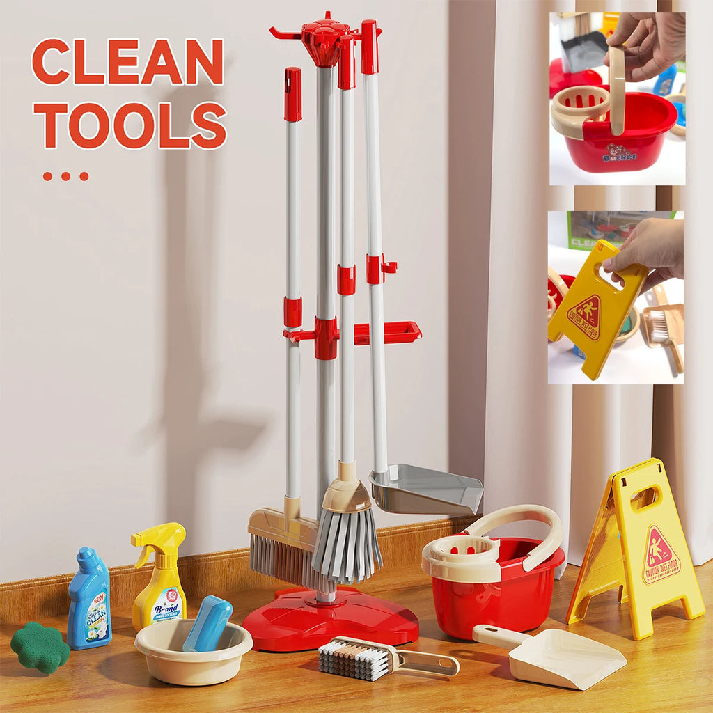Kids Cleaning Set, Make Chores Fun! Real Working Toddler Cleaning Toy with Mini Spray Mop & Broom Dustpan Set, Pretend Play Montessori Housekeeping Toys, Ideal Gift for Girls Boys Age 3+