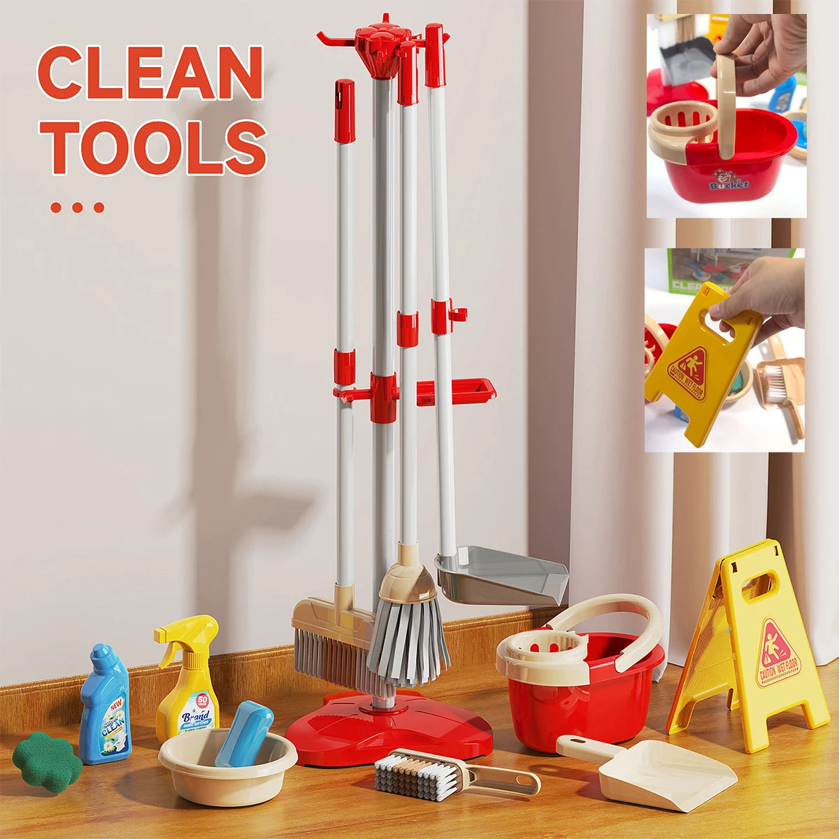 Kids Cleaning Set, Make Chores Fun! Real Working Toddler Cleaning Toy with Mini Spray Mop & Broom Dustpan Set, Pretend Play Montessori Housekeeping Toys, Ideal Gift for Girls Boys Age 3+