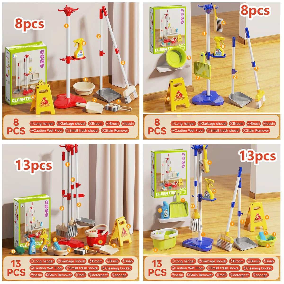 Kids Cleaning Set, Make Chores Fun! Real Working Toddler Cleaning Toy with Mini Spray Mop & Broom Dustpan Set, Pretend Play Montessori Housekeeping Toys, Ideal Gift for Girls Boys Age 3+