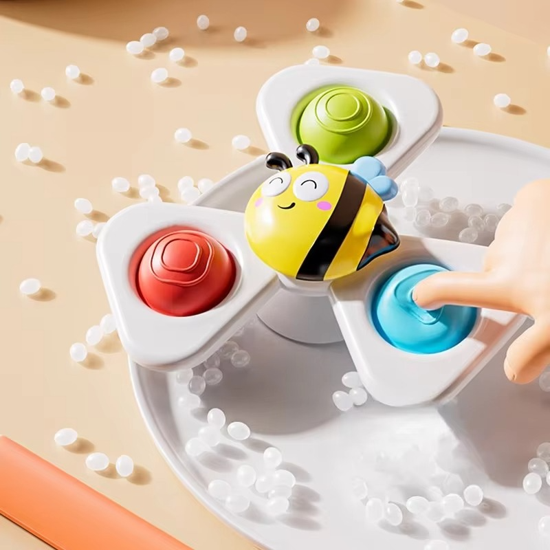 3PCS Suction Cup Spinner Toys for Toddlers, Cartoon Animal Spinning Sensory Toys for Baby High Chair Tray, Window, Bath, Table & Travel, Interactive Fine Motor Toys for Kids