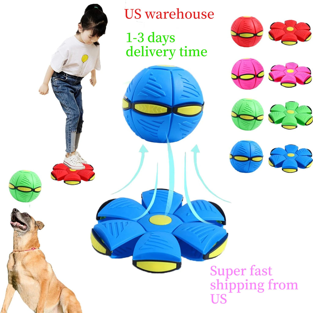 UFO Magic Balls, Flat Flying Saucer Ball with 3 Lights, Creative Pop Up Ball for Kids, Transforming Flying Saucer Bouncy – Interactive Bouncing Balls for Parent-Child Outdoor Sports