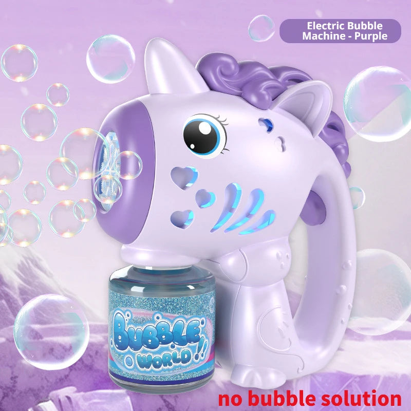 Unicorn Bubble Machine Wand Gifts for Kids Toddlers Age 1 2 3 4 5 6 7 8 Years Old Birthday Party Unique Cute Baby Outdoor Outside Summer Toy Easter Day Game for Little Girl Boy