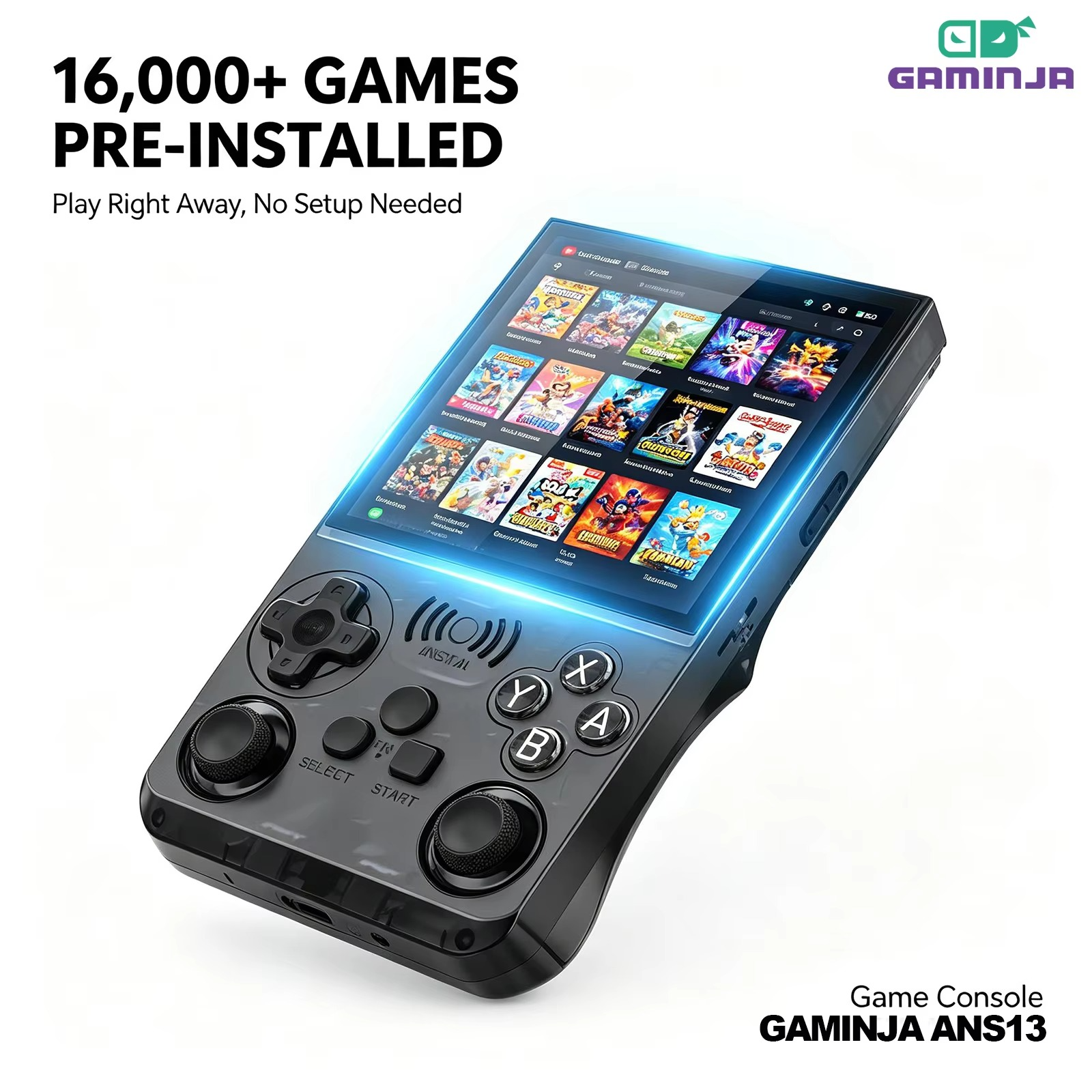 Handheld Game Console, 4.0-Inch IPS 720×720 Screen, 15,000+ Built-In Classic Games, Linux Portable Gaming Console with Dual Hall Joysticks, 3500mAh Battery