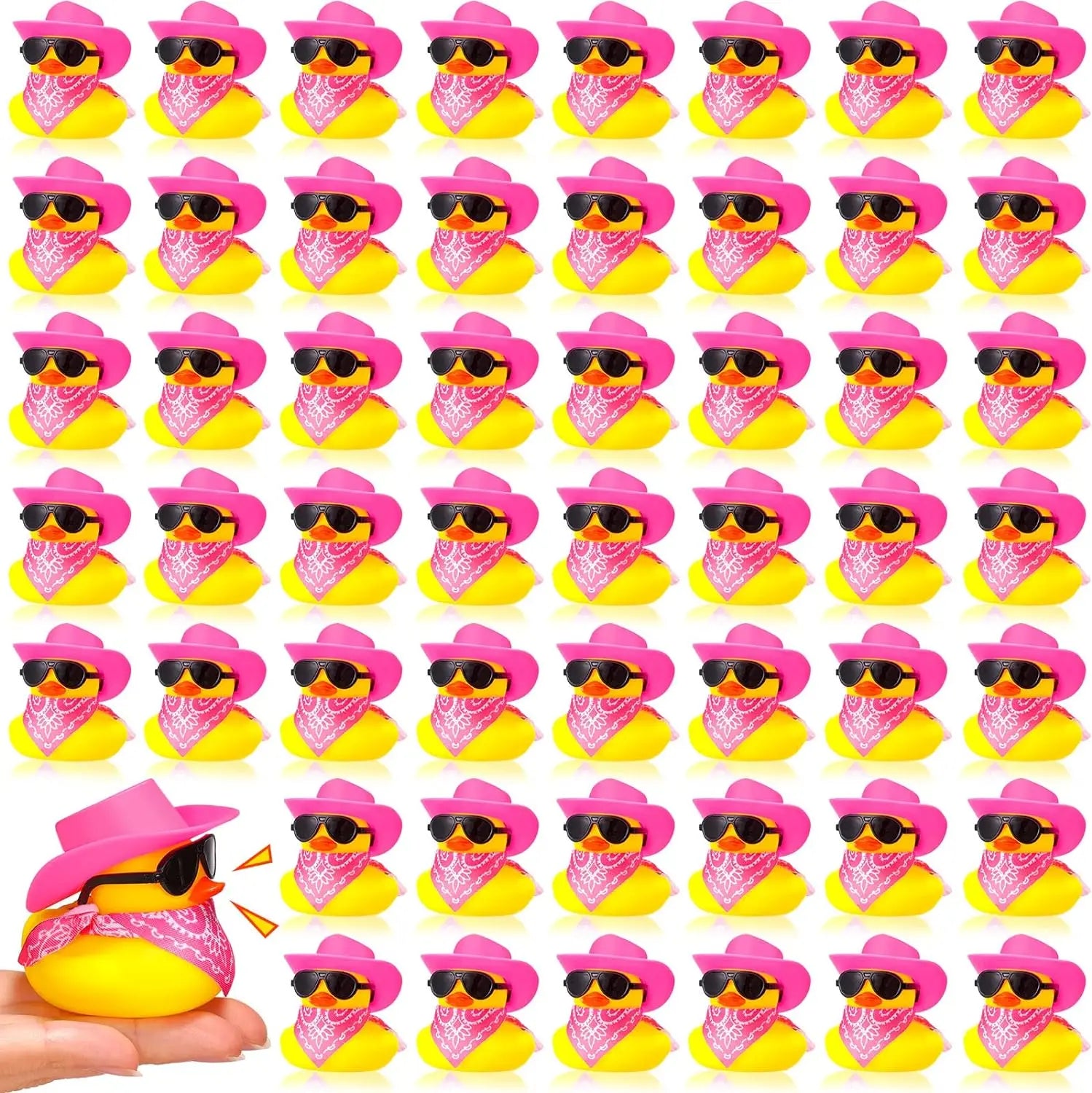 Cowboy Rubber Duck Mini Yellow Duckies Tiny Ducks Party Toys with Mini Cowboy Hat Paisley Bandana, Sunglasses for Baby Shower Birthday Gift Swimming Party Favor(Classic Style)