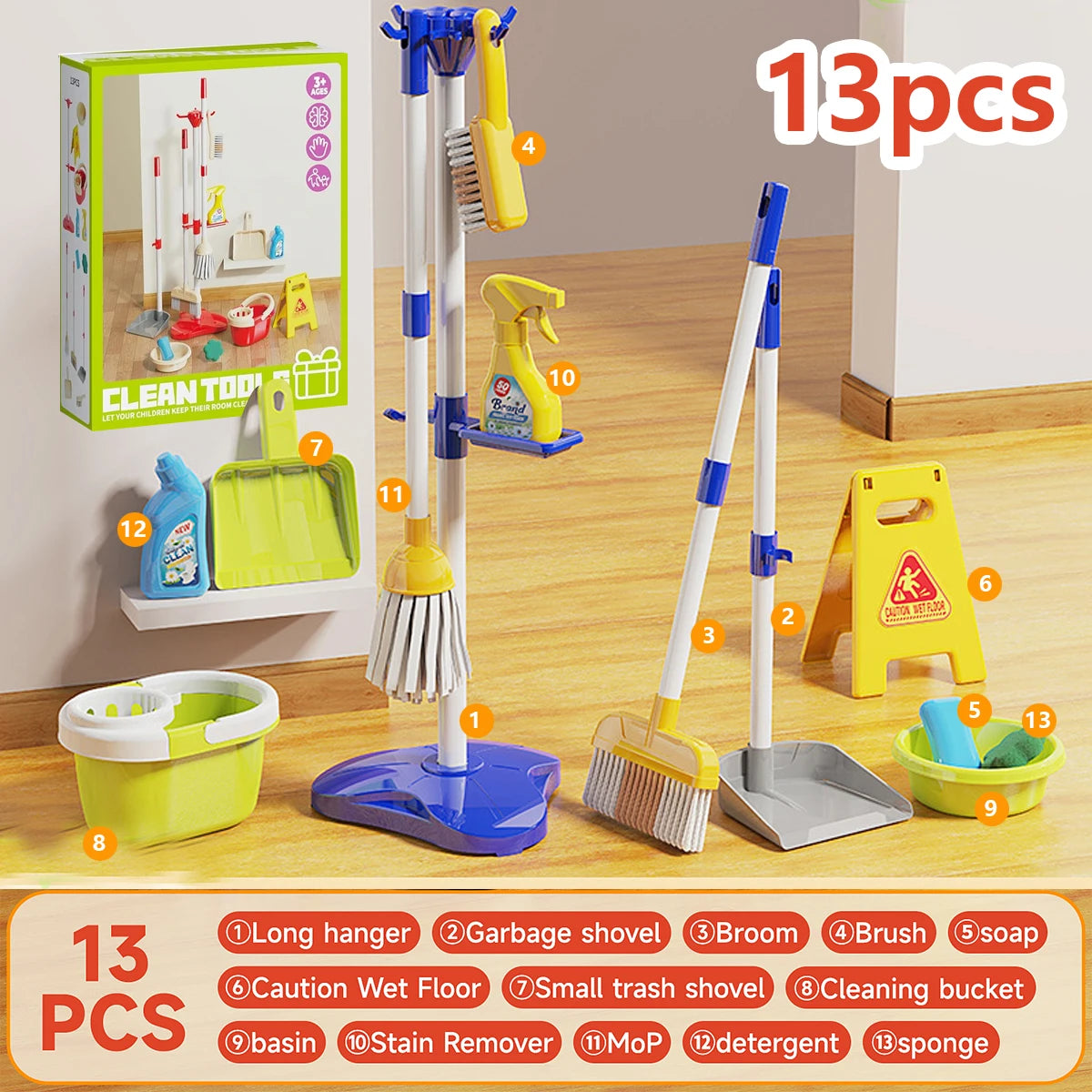 Kids Cleaning Set, Make Chores Fun! Real Working Toddler Cleaning Toy with Mini Spray Mop & Broom Dustpan Set, Pretend Play Montessori Housekeeping Toys, Ideal Gift for Girls Boys Age 3+