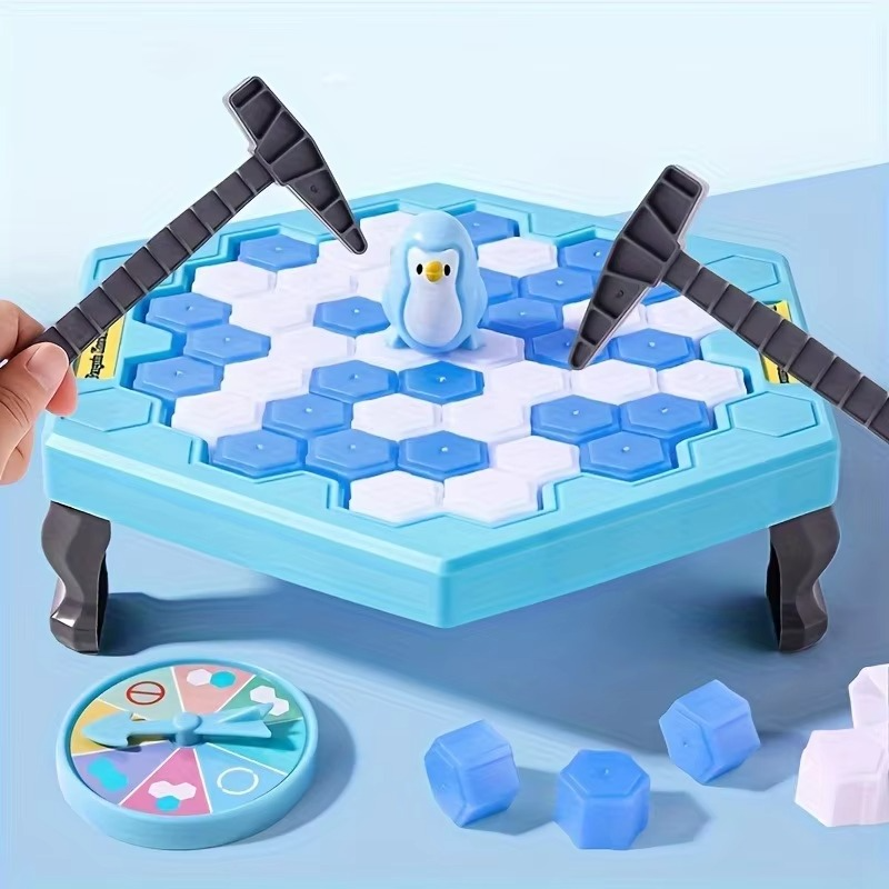 Save The Penguin Ice Tapping Rescue Game, Penguin Trap Board Game with Ice Blocks, Hammer & Spinner, Portable Family Tabletop Game for Kids, Travel, Camping, Game Night & Birthday Parties