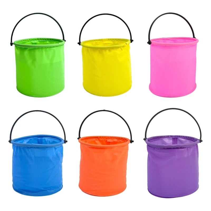 Foldable Pail Bucket, 2L Silicone Collapsible Beach Toys Bucket for Kids, Multi Purpose for Fun Summer Activities, Camping Gear, Beach Essentials