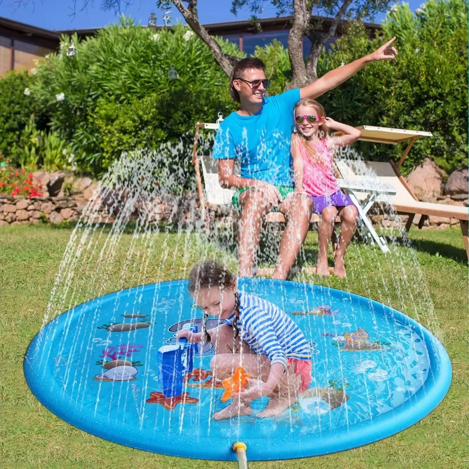Non-Slip Splash Pad Sprinkler - Outdoor Water Toys Play Mat for Toddlers Kids Dogs, Outside Thickened Sprinkler Pool Party Durable Backyard Fountain for Girls Boys Pets