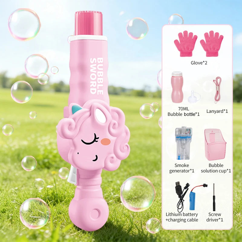 Smoke Bubble Machine for Kids, Magic Smoke Bubble Wand with Gloves, Elastic Bubble Fog Wand, Colorful Bubble Machine with Smoke