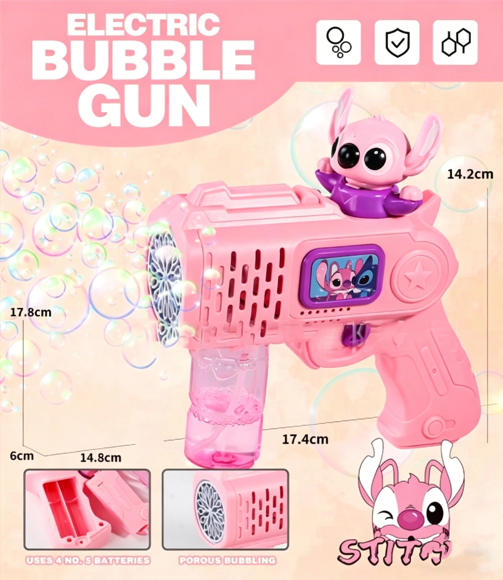 Bubble Gun Toys for 3+ Year Old Kids Boys Girls, Automatic Bubble Machine with Bubble Solution, Summer Outdoor Kids Toys