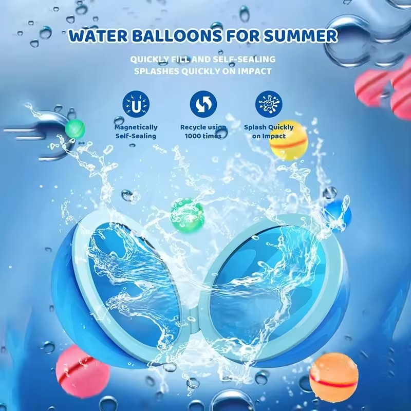 12 Pcs Reusable Water Balloons, Self-Sealing Refillable Water Balls, Pool Toys for Kids Ages 4-14, Pool Beach & Outdoor Water Ballons