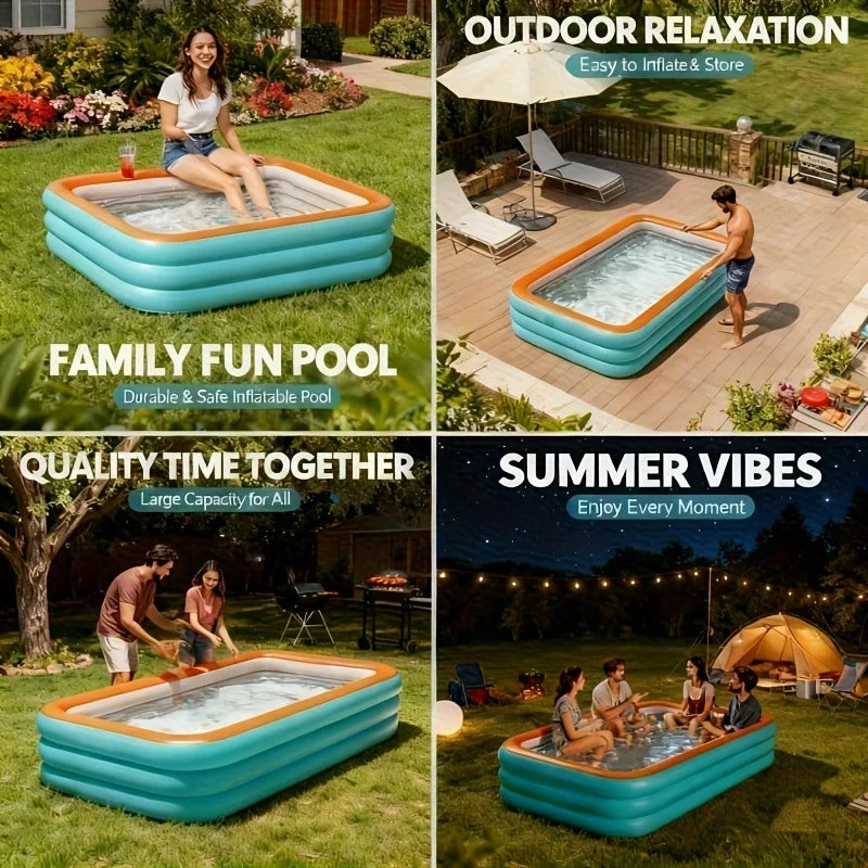 Inflatable Pool for Kids and Adults, Swimming Pool for Toddlers, Outdoor, Garden, Backyard, Summer Water Party