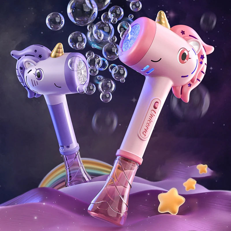 Unicorn Bubble Machine Wand Gifts for Kids Toddlers Age 1 2 3 4 5 6 7 8 Years Old Birthday Party Unique Cute Baby Outdoor Outside Summer Toy Easter Day Game for Little Girl Boy
