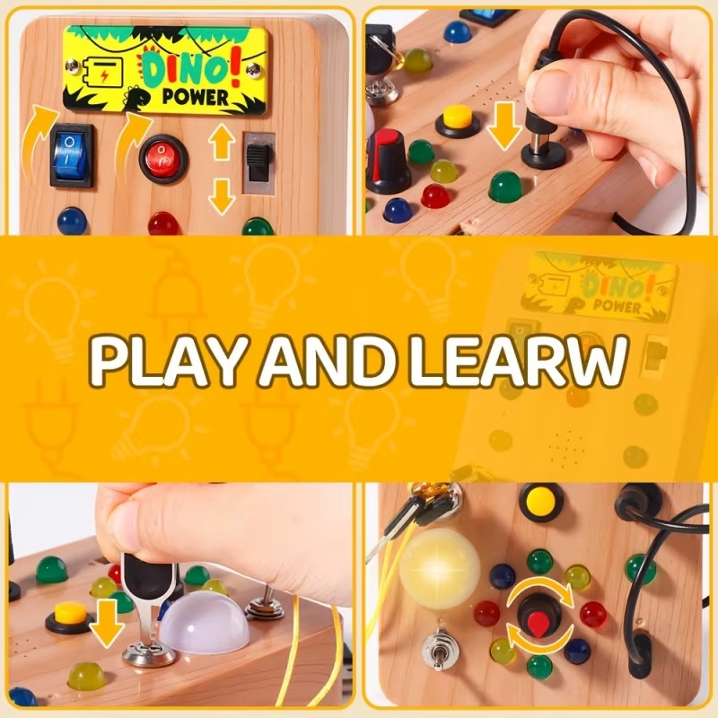 Busy Board, Montessori Toys for 1-3 Years Old Boys & Girls, Sensory Toys for Kids with Autism, Toddlers Learning Activity for Early Development (Busy Board v5)
