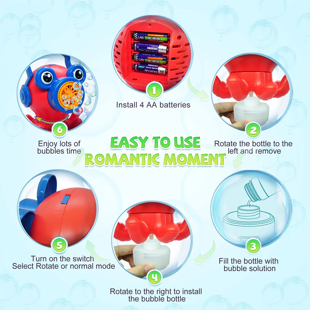 Bubble Gun Toys for 3+ Year Old Kids Boys Girls, Automatic Bubble Machine with Bubble Solution, Summer Outdoor Kids Toys
