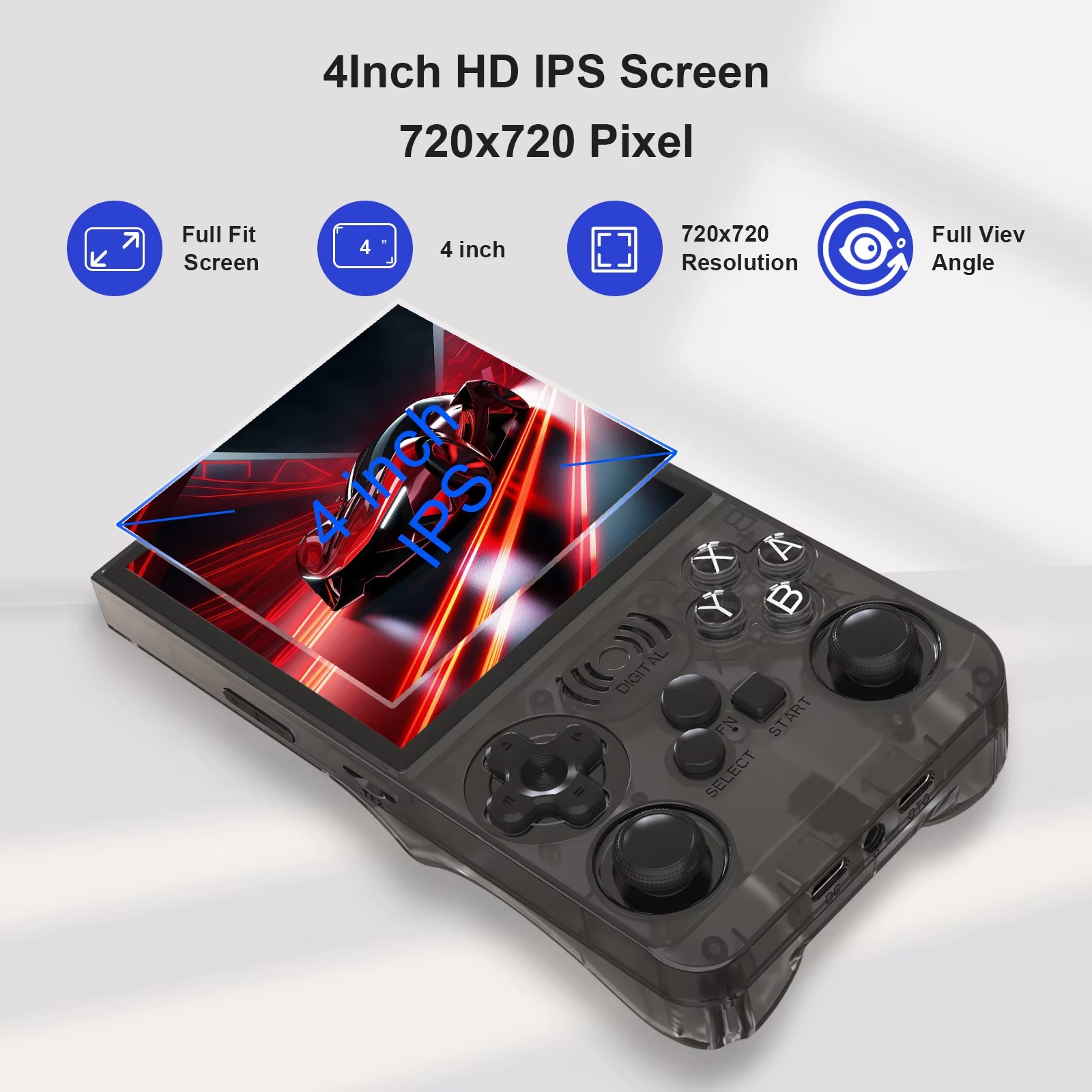 Handheld Game Console, 4.0-Inch IPS 720×720 Screen, 15,000+ Built-In Classic Games, Linux Portable Gaming Console with Dual Hall Joysticks, 3500mAh Battery