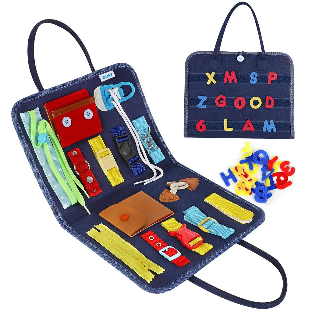 Toddler Busy Board Montessori Toys for Boys, Sensory Book Educational Activities for Learning Fine Motor Skills, Birthday Gifts for Boys Toddlers