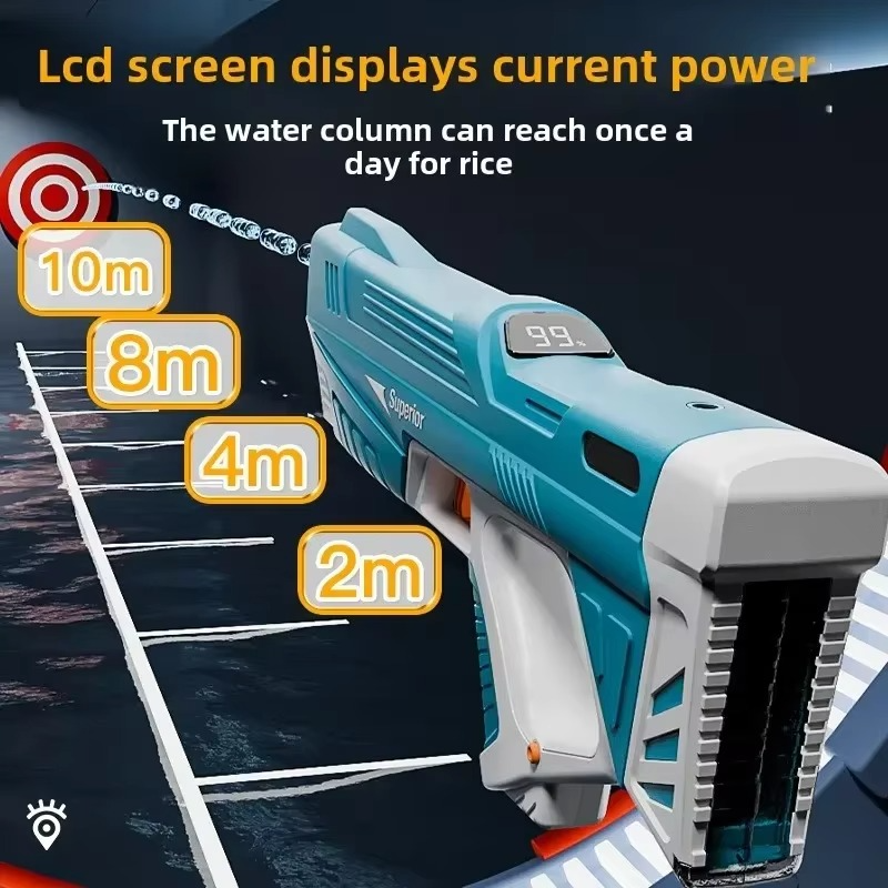Electric Water Blaster, Outdoor Squirt Gun with LED Display, SpyraGO, Blue- Automatic Water Blast Guns for Beach, Backyard, Patio, and Garden