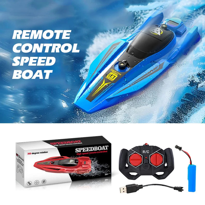 Remote Control Boat for Kids and Adults, 25 KPH Fast RC Speed Boats with 700mAh Battery, Ideal Waterproof Toy Boats for Lakes & Pools