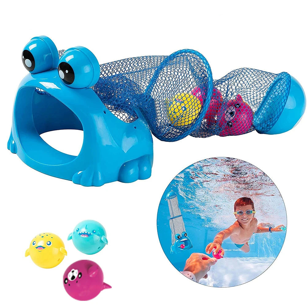 Underwater Dive Rescue Toys,Pool Diving Toys with Storage Fish Box, Colorful Animal Pool Sinkies Swimming Training Game, Summer Pool Floating Play Set Fun Outdoor Swim Lake Beach Party