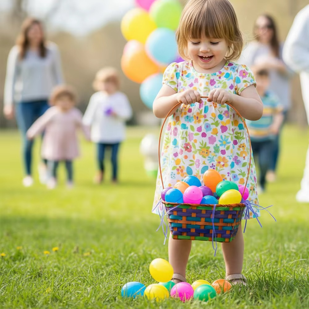 12 Pack (24pcs) Plastic Easter Eggs, 2.3x1.5 Inch Fillable Empty Shells in Pastel Assorted Colors - Secure Snap Closure Toys for Spring egg hunt, Basket Stuffers & Party Favors