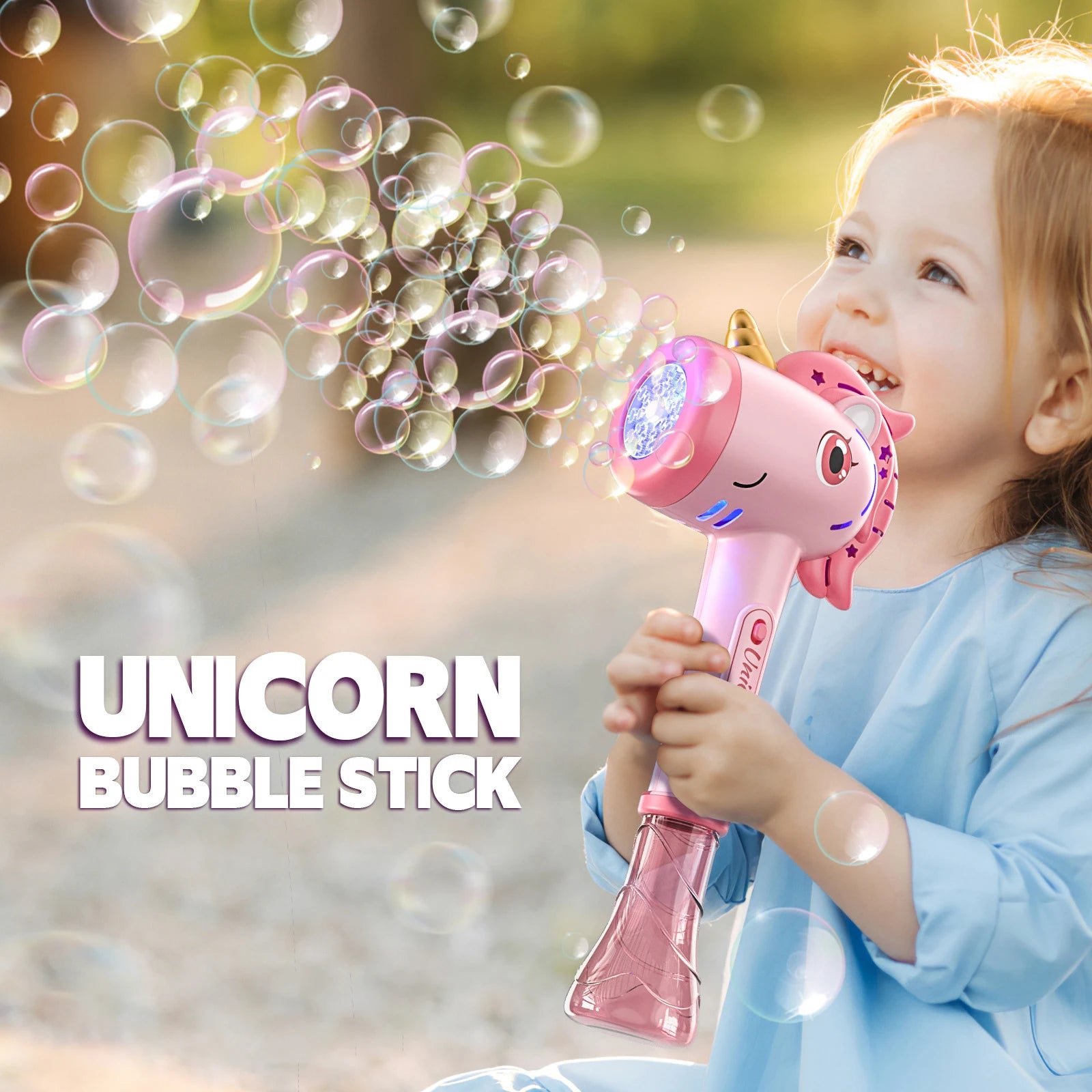 Unicorn Bubble Machine Wand Gifts for Kids Toddlers Age 1 2 3 4 5 6 7 8 Years Old Birthday Party Unique Cute Baby Outdoor Outside Summer Toy Easter Day Game for Little Girl Boy