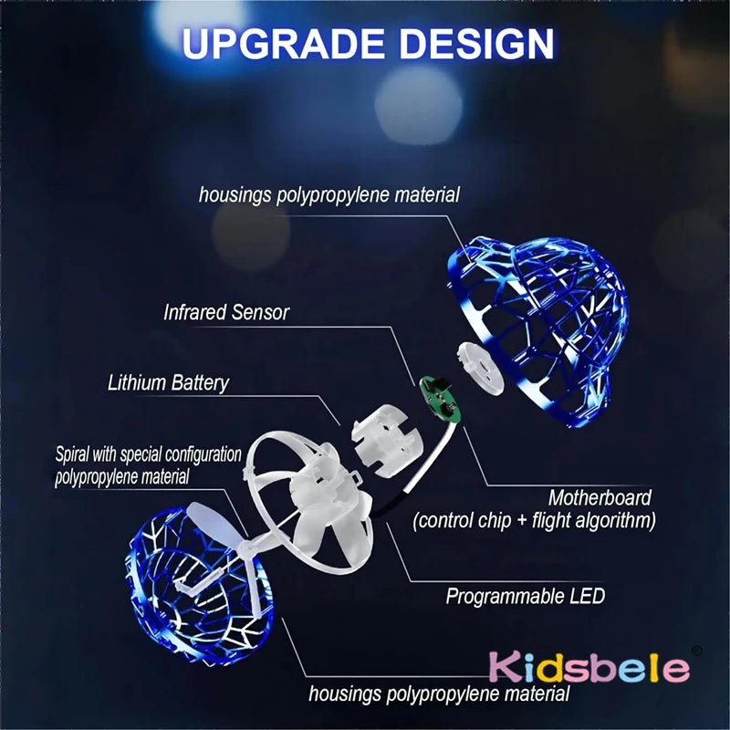 Flying Orb Ball (Blue, 2026 Upgraded) with Dazzling Lights, Magic Hover Spinner, Cool Boomerang Drone, Floating Cosmic Globe, Kids Toys Gifts for 6 7 8 9 10 Year Old Boys Girls