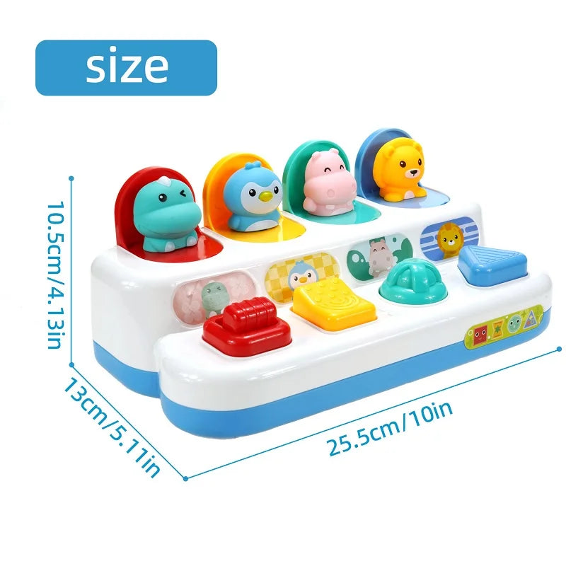 interactive Pop up Animal Toys with Music & Light, Montessori Cause and Effect Toys for 1 Year Old Boy Girl Early Learning Musical Baby Toy 9-12-18 Months STEM Toddler Toy Age 1-2 Gift for Infant
