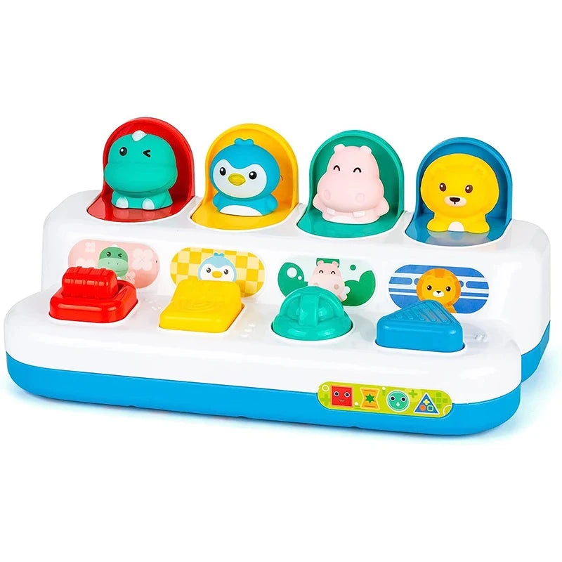 interactive Pop up Animal Toys with Music & Light, Montessori Cause and Effect Toys for 1 Year Old Boy Girl Early Learning Musical Baby Toy 9-12-18 Months STEM Toddler Toy Age 1-2 Gift for Infant