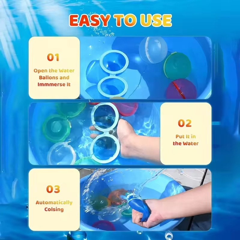 12 Pcs Reusable Water Balloons, Self-Sealing Refillable Water Balls, Pool Toys for Kids Ages 4-14, Pool Beach & Outdoor Water Ballons