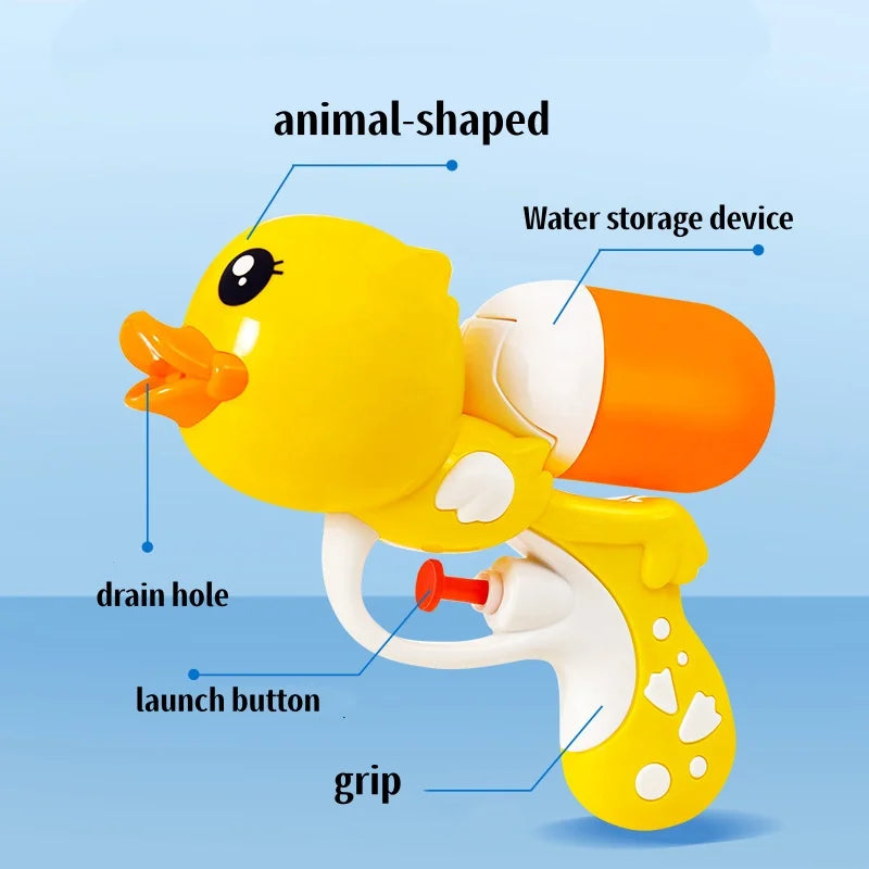 Cute Yellow Duck Water Gun Toy Cartoon Water Blaster for Kids Summer Outdoor Beach Pool Party Water Fight Games