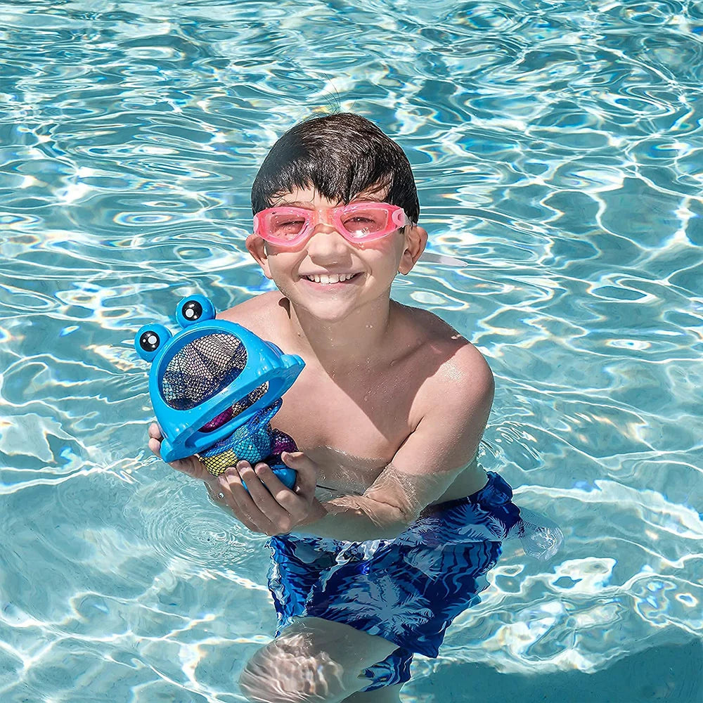 Underwater Dive Rescue Toys,Pool Diving Toys with Storage Fish Box, Colorful Animal Pool Sinkies Swimming Training Game, Summer Pool Floating Play Set Fun Outdoor Swim Lake Beach Party