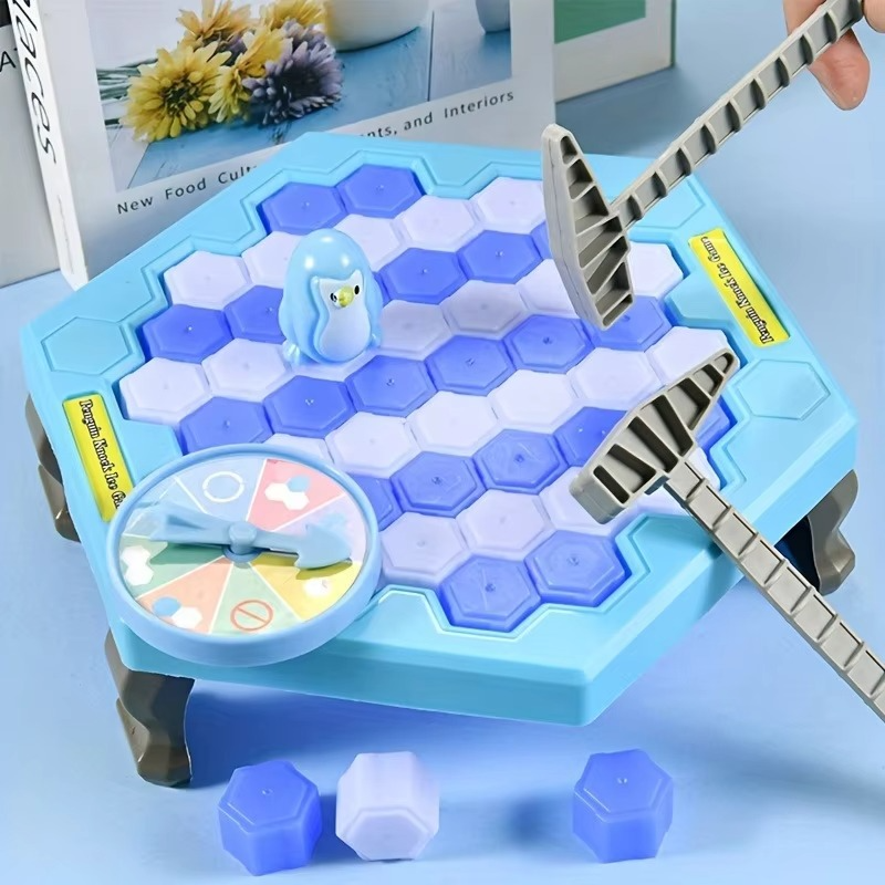Save The Penguin Ice Tapping Rescue Game, Penguin Trap Board Game with Ice Blocks, Hammer & Spinner, Portable Family Tabletop Game for Kids, Travel, Camping, Game Night & Birthday Parties