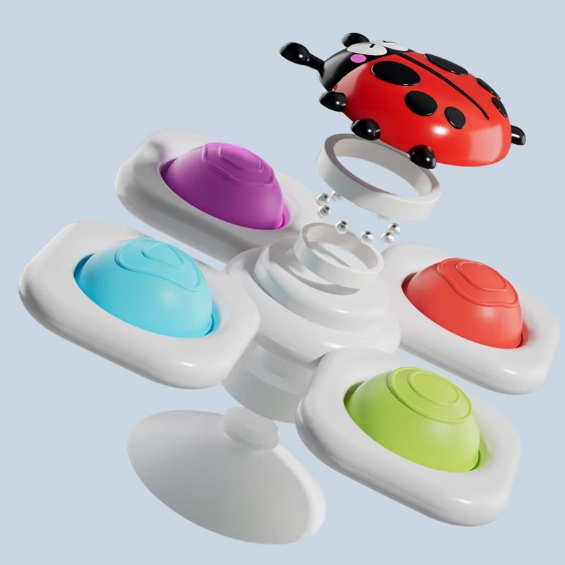 3PCS Suction Cup Spinner Toys for Toddlers, Cartoon Animal Spinning Sensory Toys for Baby High Chair Tray, Window, Bath, Table & Travel, Interactive Fine Motor Toys for Kids