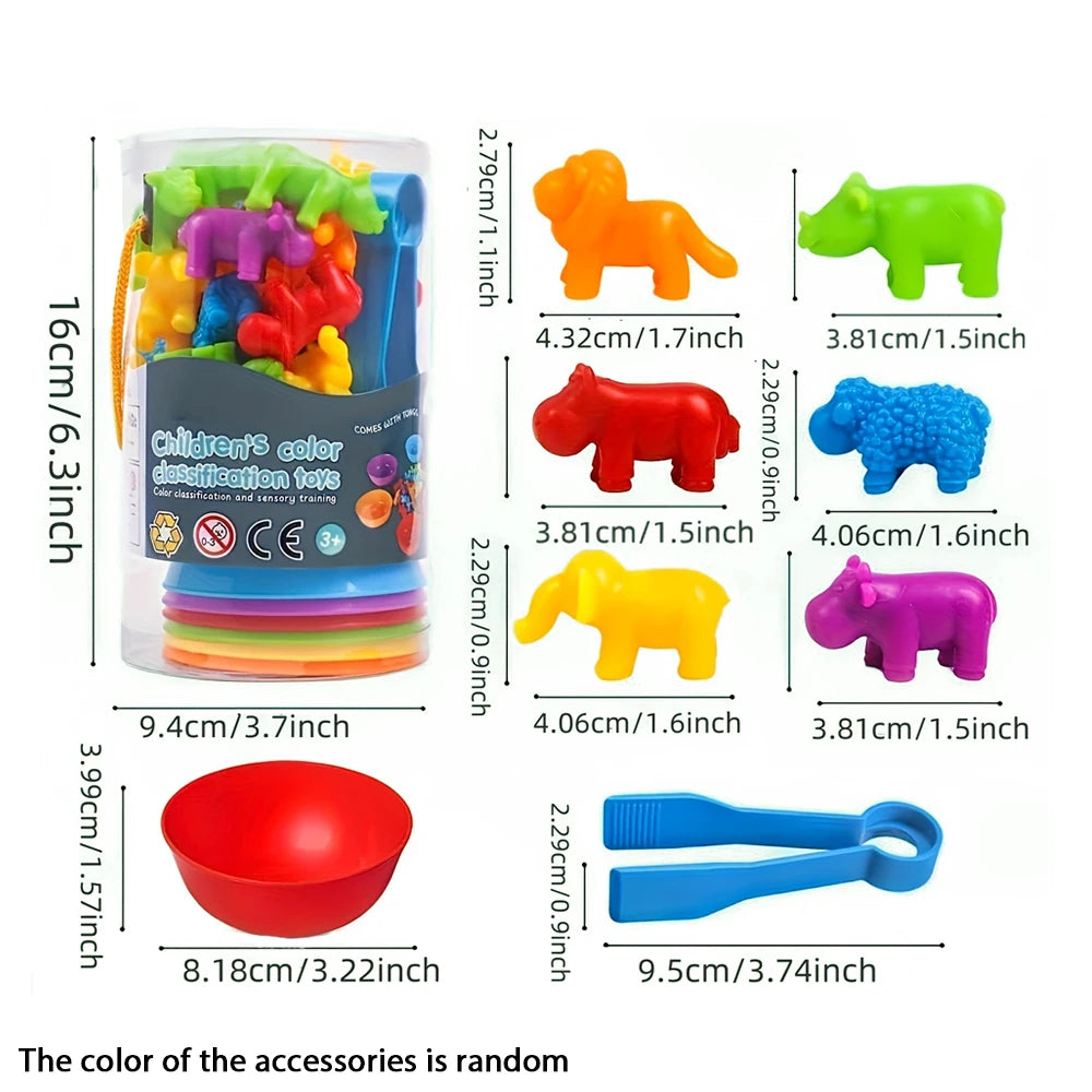 Counting Animals Color Sorting Matching Games with Sorting Bowls Montessori Sensory Early Educational Toys Learning Fine Motor Skill & Counting Math Toys Gift for 3 4 5 Year Old Boys Girls