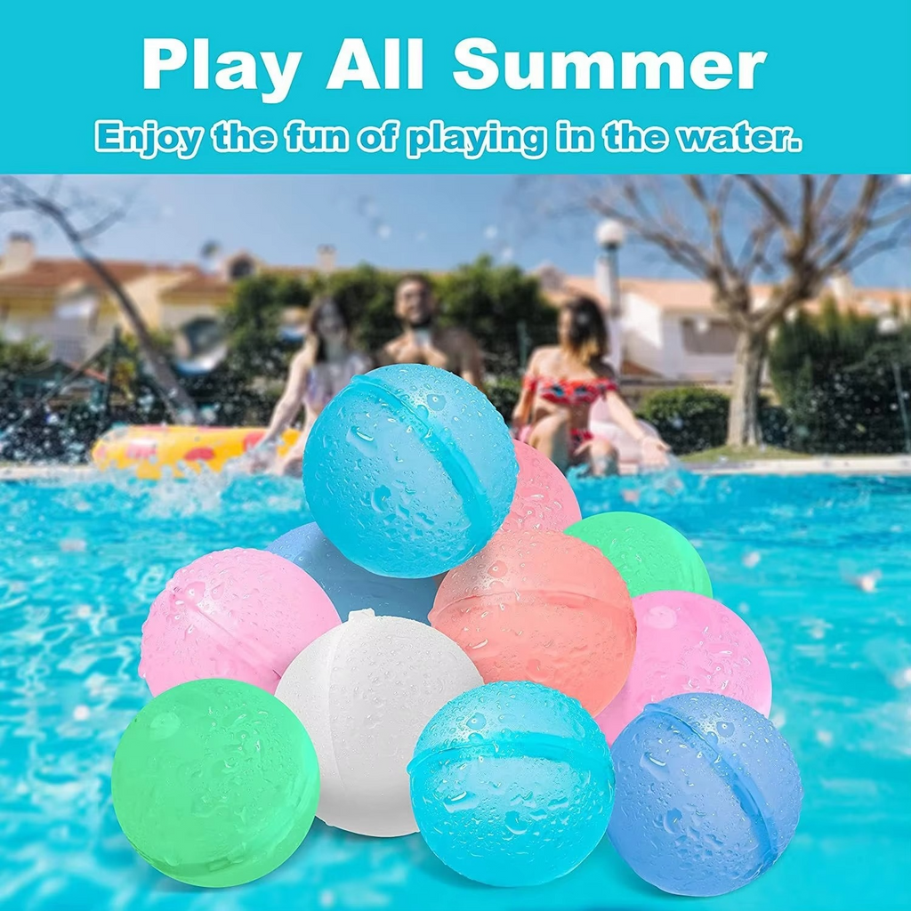 12 Pcs Reusable Water Balloons, Self-Sealing Refillable Water Balls, Pool Toys for Kids Ages 4-14, Pool Beach & Outdoor Water Ballons