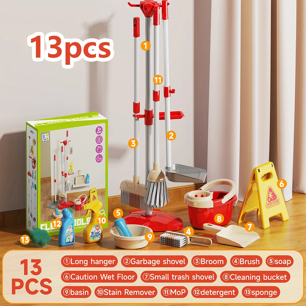 Kids Cleaning Set, Make Chores Fun! Real Working Toddler Cleaning Toy with Mini Spray Mop & Broom Dustpan Set, Pretend Play Montessori Housekeeping Toys, Ideal Gift for Girls Boys Age 3+
