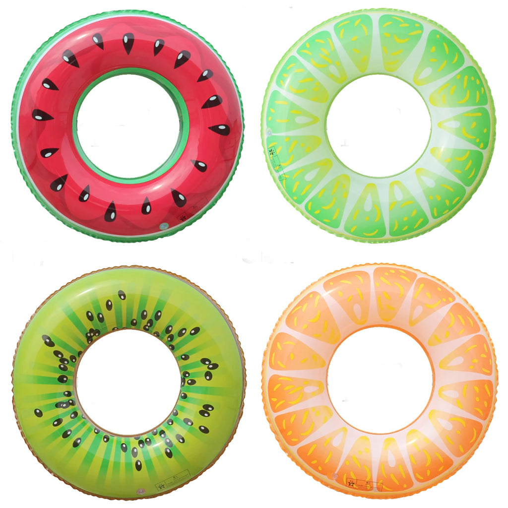 Fruit Pool Float, Watermelon Orange Lemon Swim Tube Ring, Inflatable Swim Pool Party Inner Tube for Kids