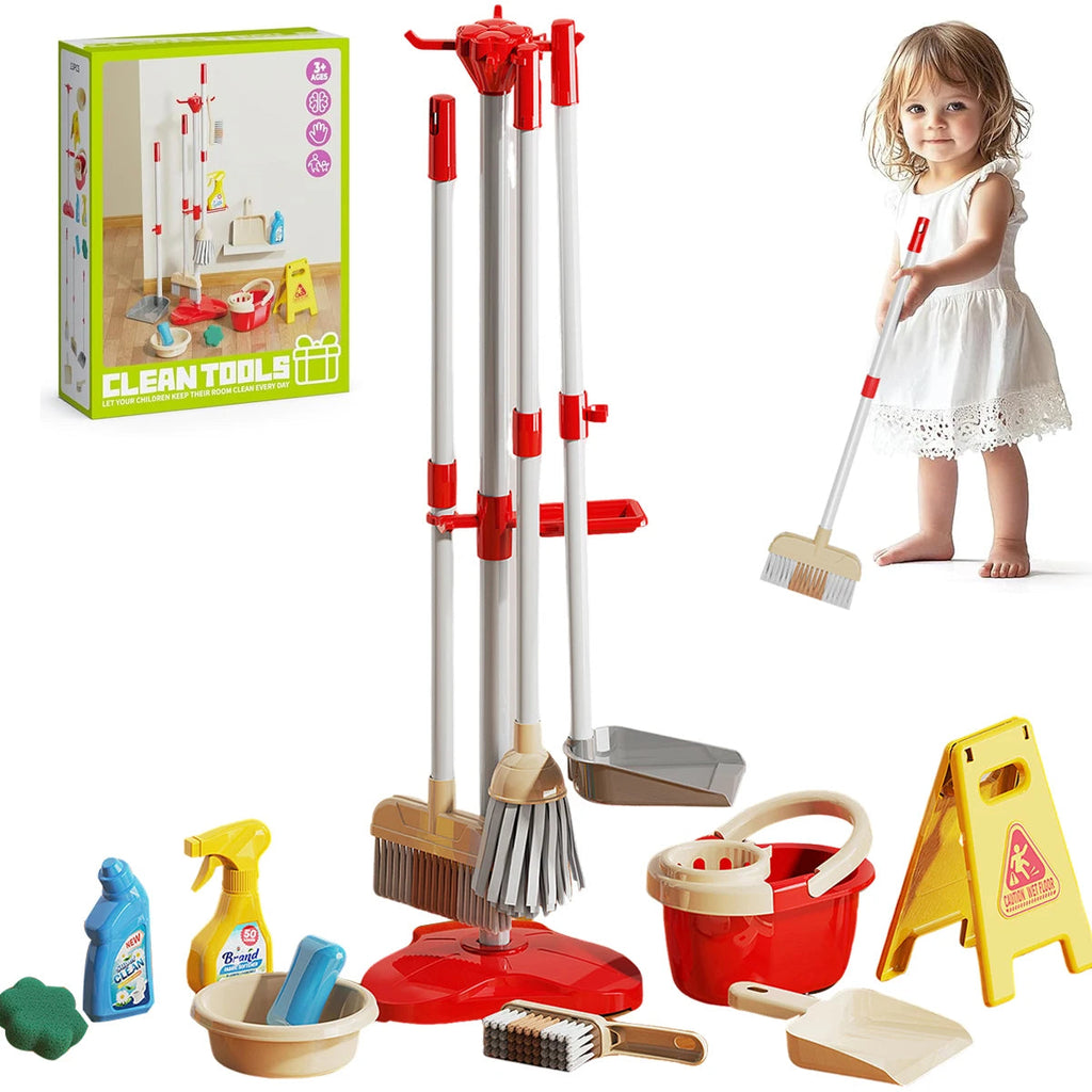 Kids Cleaning Set, Make Chores Fun! Real Working Toddler Cleaning Toy with Mini Spray Mop & Broom Dustpan Set, Pretend Play Montessori Housekeeping Toys, Ideal Gift for Girls Boys Age 3+