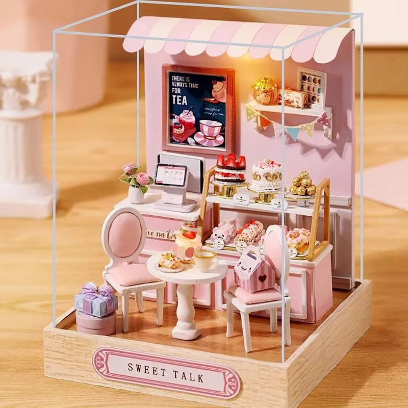 Mini DIY Dollhouse Kit, 3D Wooden Puzzle Assembly Building Model with Miniature Furniture, Handmade Craft Doll House for Home Bedroom Decoration, Creative Gift for Kids & Teens