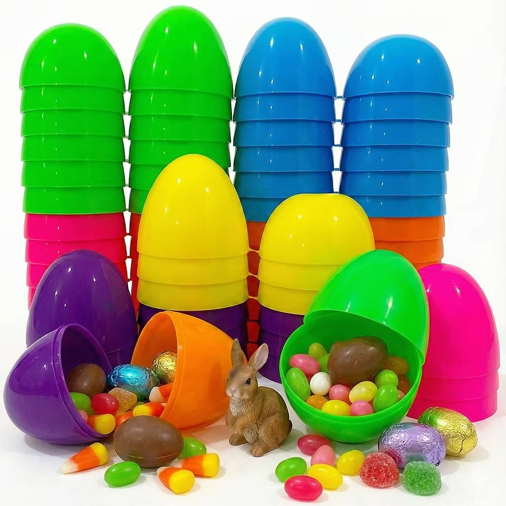 12 Pack (24pcs) Plastic Easter Eggs, 2.3x1.5 Inch Fillable Empty Shells in Pastel Assorted Colors - Secure Snap Closure Toys for Spring egg hunt, Basket Stuffers & Party Favors
