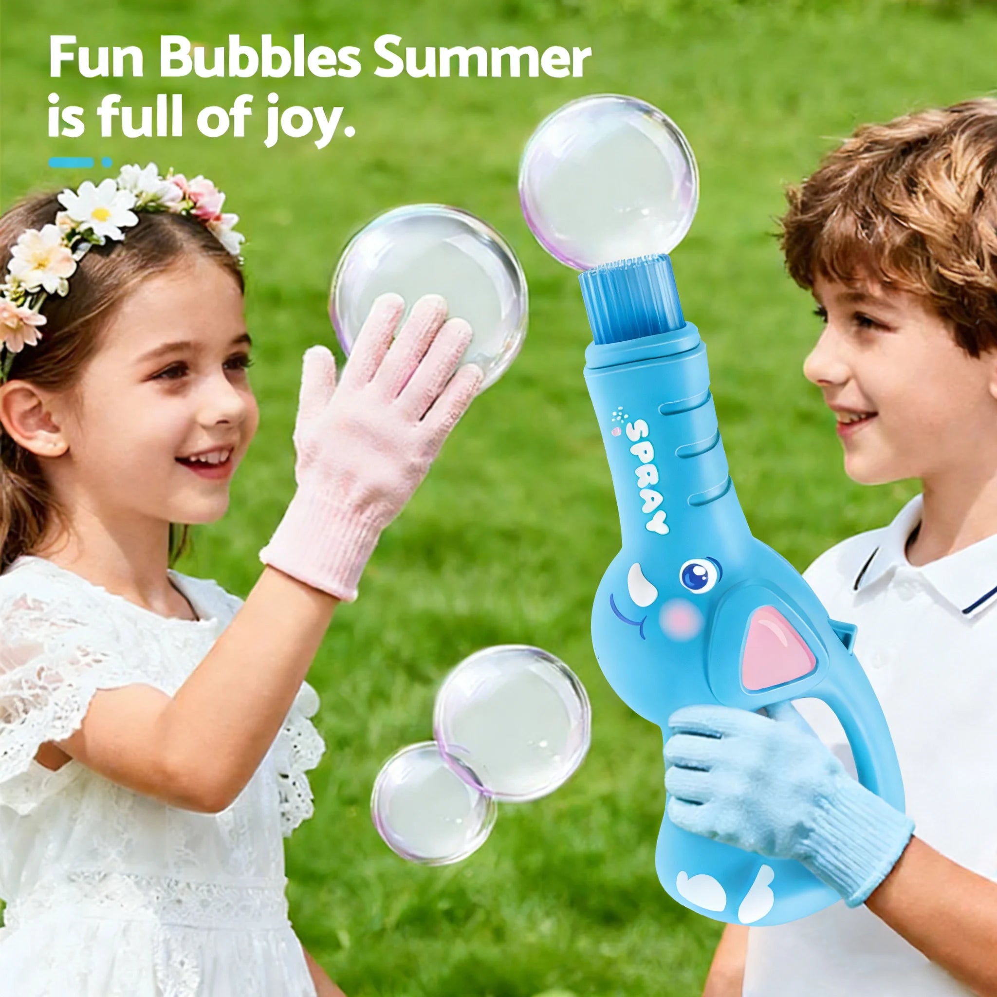 Smoke Bubble Machine for Kids, Magic Smoke Bubble Wand with Gloves, Elastic Bubble Fog Wand, Colorful Bubble Machine with Smoke
