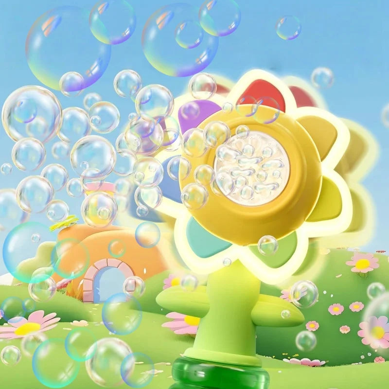 Sunflower Bubble Machine for Kids, Automatic Bubble Gun with Colorful Lights, Handheld Flower Bubble Toy for Toddlers, 25,000+ Bubbles, 3 Modes, Outdoor Bubble Blower, Easter, Wedding，Birthday Gift
